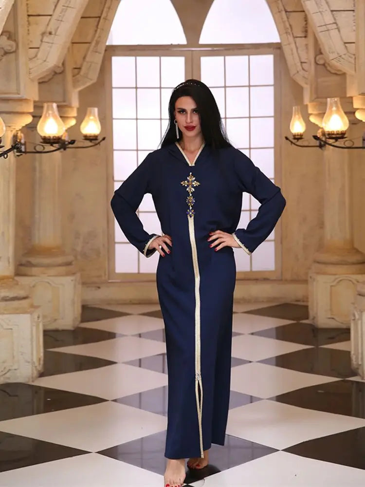 Ramadan Eid Blue Abaya Dubai Turkey Islam Hijab Muslim Dress Kaftan Robe Longue Femme Kebaya African Dresses For Women Caftan.