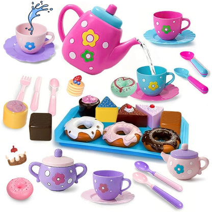 Tea set for girls, tea party set, tea set for kids including kettle, cookies, food for kids, gifts for boys and girls.