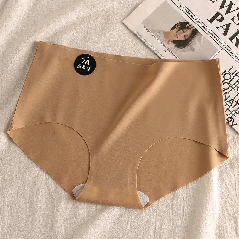 6pcs Seamless Mulberry Silk Panties Women's Ultra-thin Underwear Sexy High-elastic Soft Breathable Female Daily Panties.