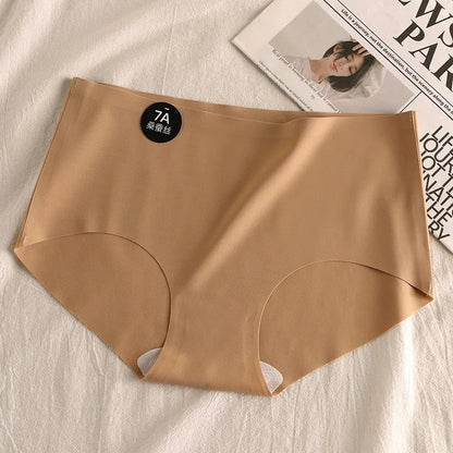 6pcs Seamless Mulberry Silk Panties Women's Ultra-thin Underwear Sexy High-elastic Soft Breathable Female Daily Panties.