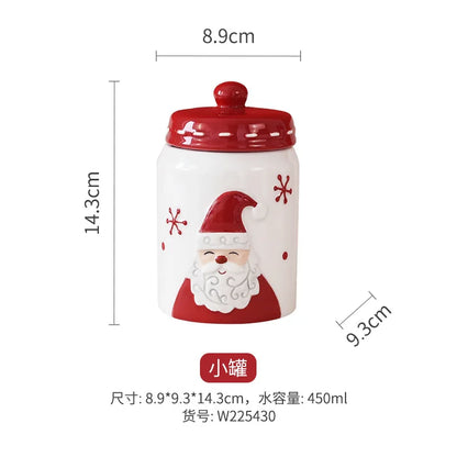 Nordic Stitching Santa Claus Dishes Plates Tableware Set Embossed Sealed Jar Seasoning Jar Western Ceramic Flat Plate Cup