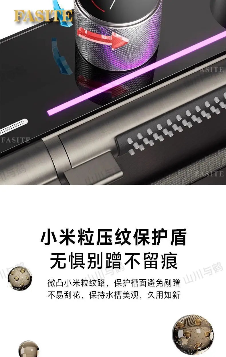 Waterfall kitchen sink nano thickened digital display honeycomb household single slot