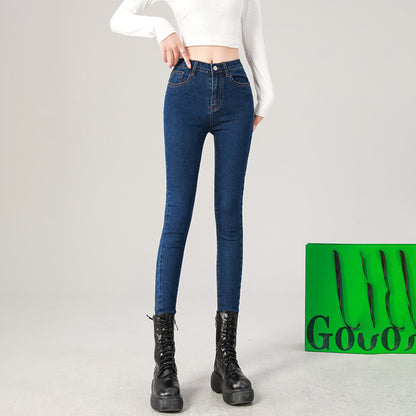 Fashion Women's Slim Skinny Jeans Comfortable Stretch Casual Solid Colours Pencil Pants Female Black Denim Trousers.