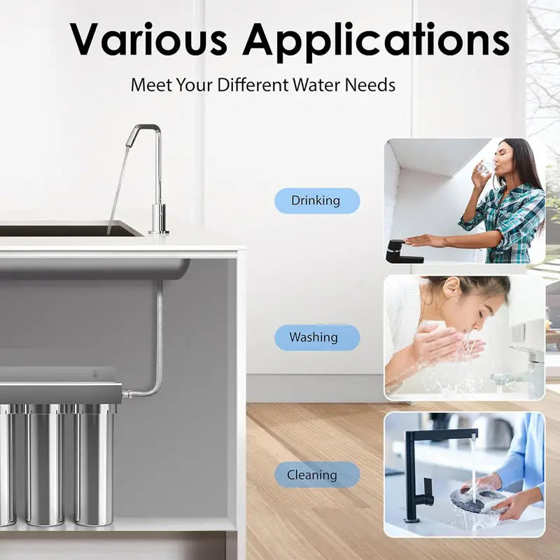 TSTUF 0.01μm Ultra-Filtration Under Sink Water Filter, Stainless Steel Water Filter for Sink, 5X Service Life.