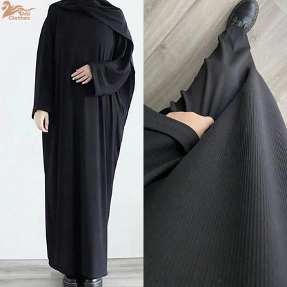 Saudi Arab Turkish Autumn Winter Knitted Dress For Women Jalabiyat Solid Comfortable Belted Casual Muslim Ramadan Robe.