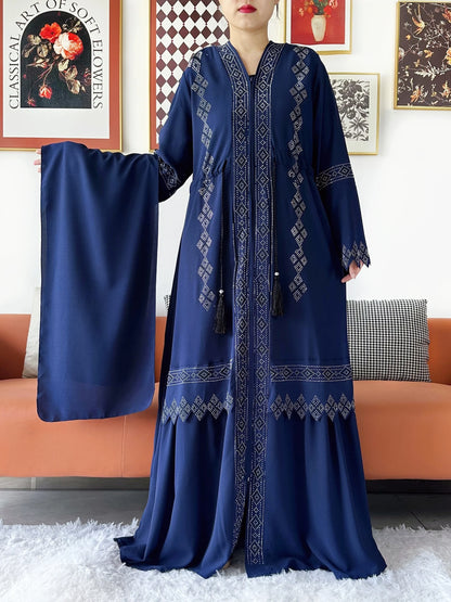 New Women Elegant Dress Chiffon Open Abaya with Zipper Muslim Women Dress Islamic Clothing Cardigan Abaya Women Muslim Dress