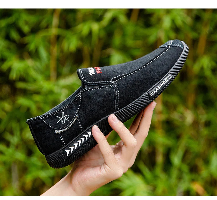 Denim Men's Canvas Shoes Slip on Sneakers Male for Summer 2025 New Outdoor Driving Moccasin Trendy Vintage Loafers Shoes for Men
