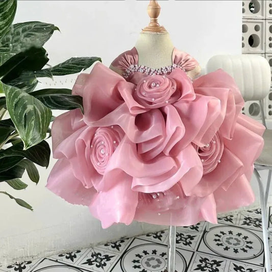 Elegantes Mädchen Geburtstags feier Kleid formelle einjährige Weihnachts kleid Blumen junge Hochzeit flauschige Prinzessin Kleid Prinzessin Kleid