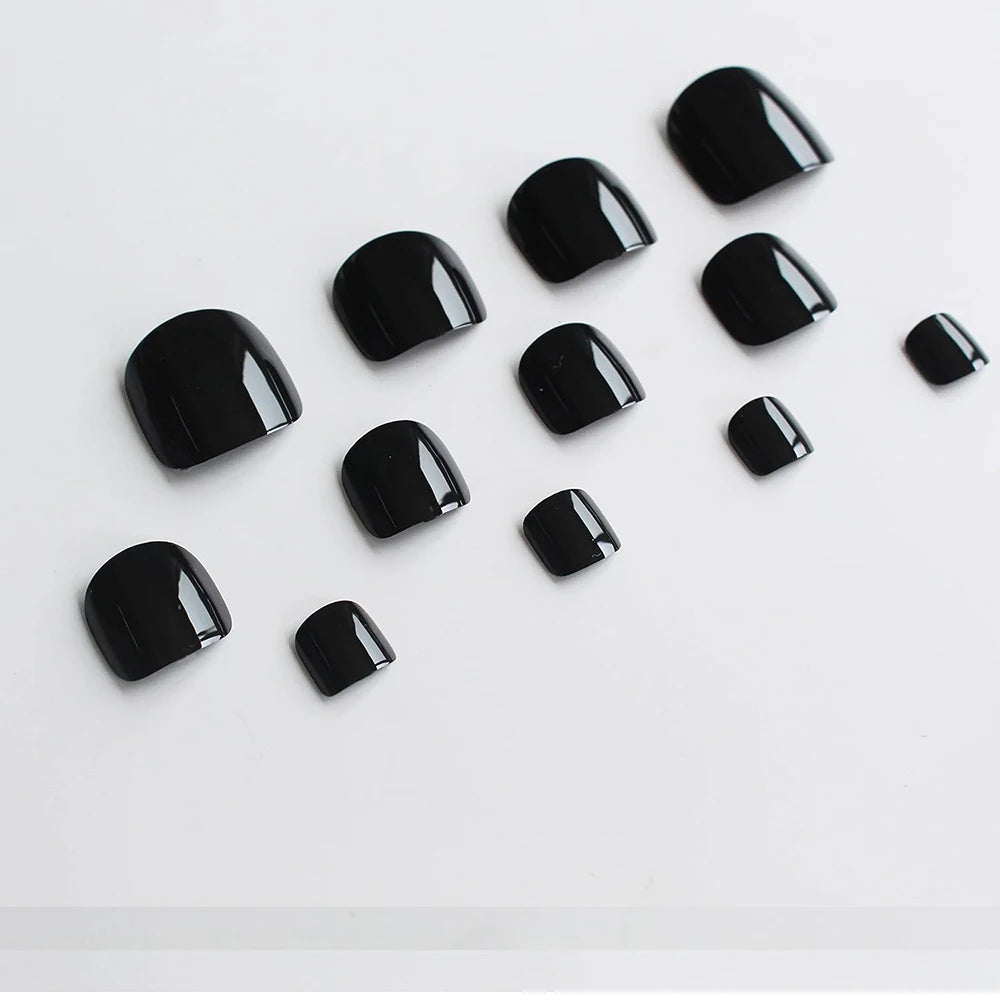 24 PCS Red/White/Black/Yellow/Wine Red Toenails Fake Toe Nails Natural  -Solid Color Square Press on Toenails Short.