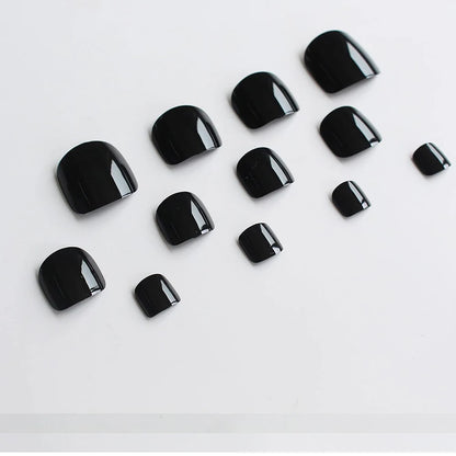 24 PCS Red/White/Black/Yellow/Wine Red Toenails Fake Toe Nails Natural  -Solid Color Square Press on Toenails Short.