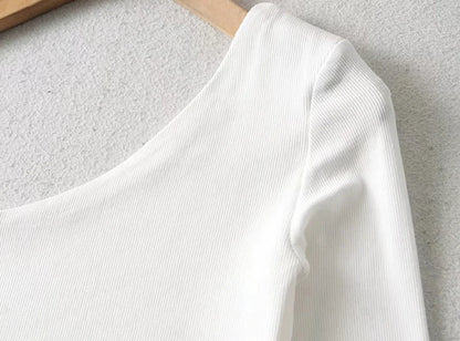 Women's One Shoulder Long Sleeved Crop Top