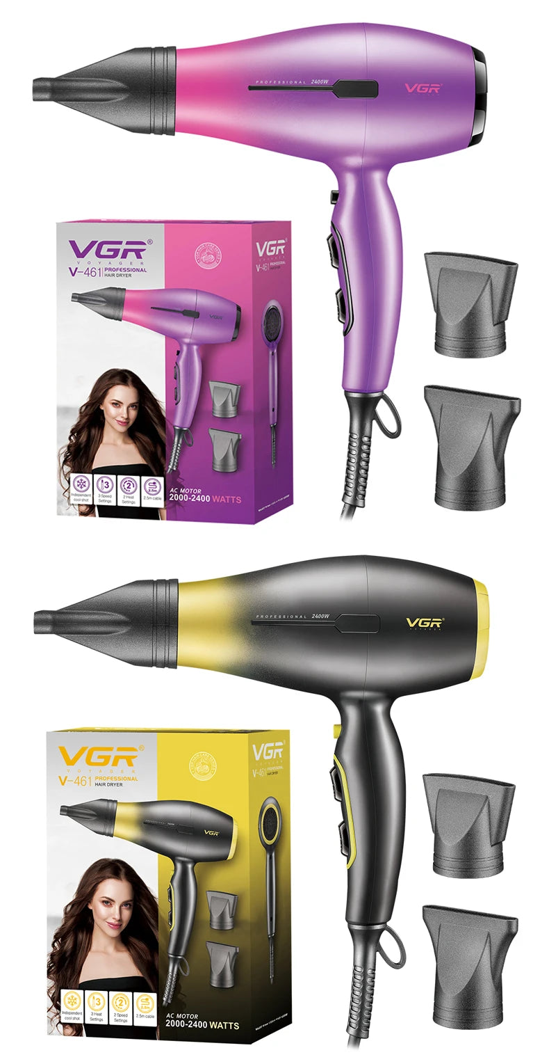 VGR2000-2400W ultra large wind power hair dryer, quick drying hair styling hair dryer, dormitory home gradient hair dryer V-461