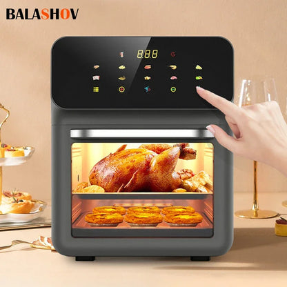 10L Large Capacity Electric Air Fryers Oil-free Automatic Household Kitchen 360°Baking Convection Oven Deep Fryer without Oil.