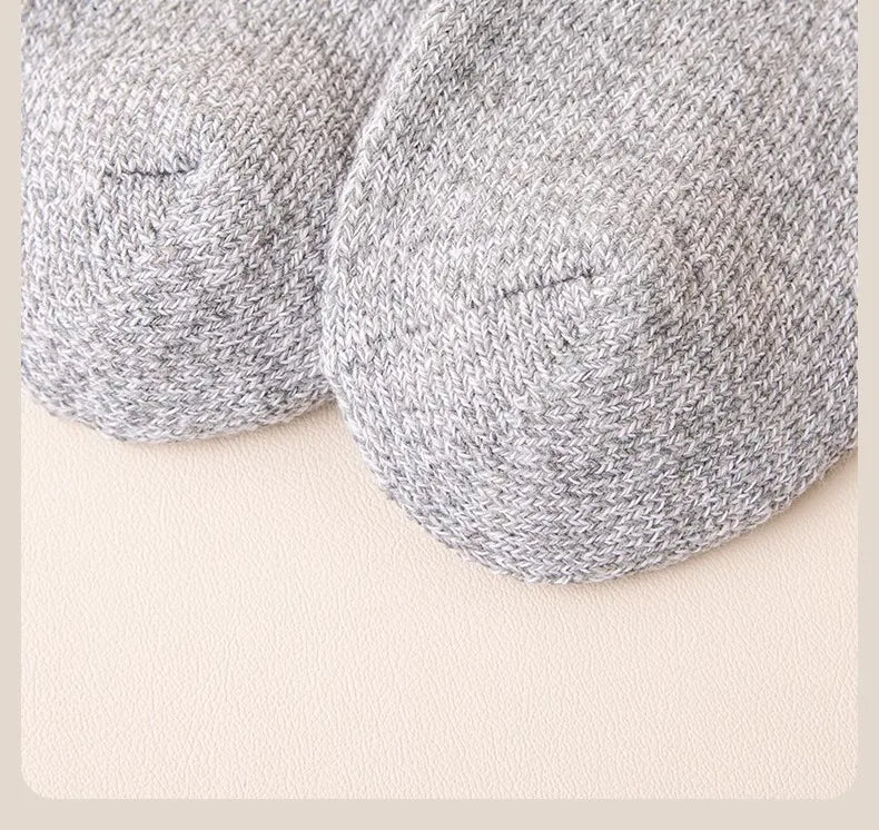 5 pairs of men's mid-calf thick winter fleece-lined thermal terry socks, blended cashmere solid color towel socks