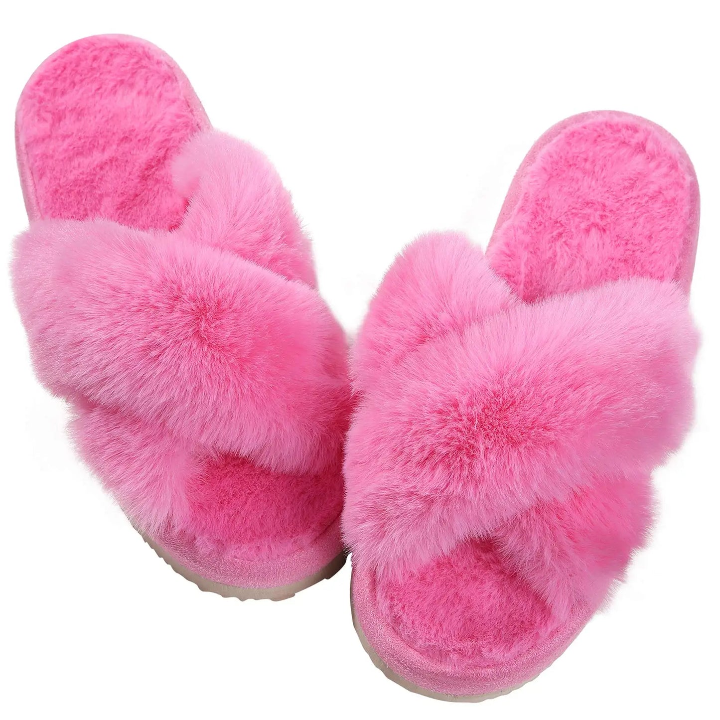 Litfun Fashion Fur Slippers For Women Winter Soft Bottom Cozy Fur Flip Flops Female Indoor Home Fluffy Short Plush Fuzzy Slides.