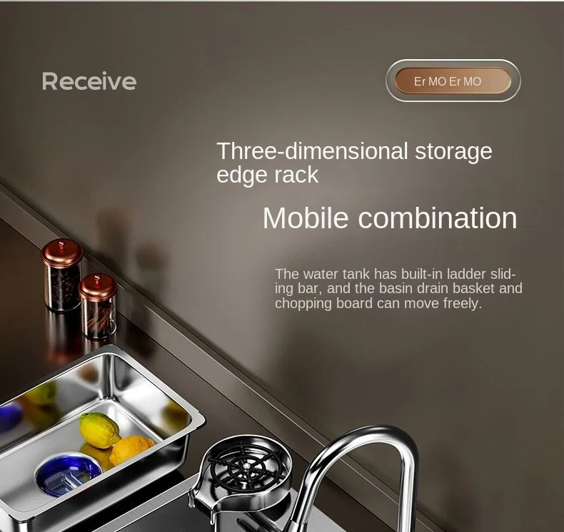 304 Stainless Steel Sink Waterfall Large Single Slot Kitchen Sink Vegetable Sink Stainless Steel Sink Household Sink