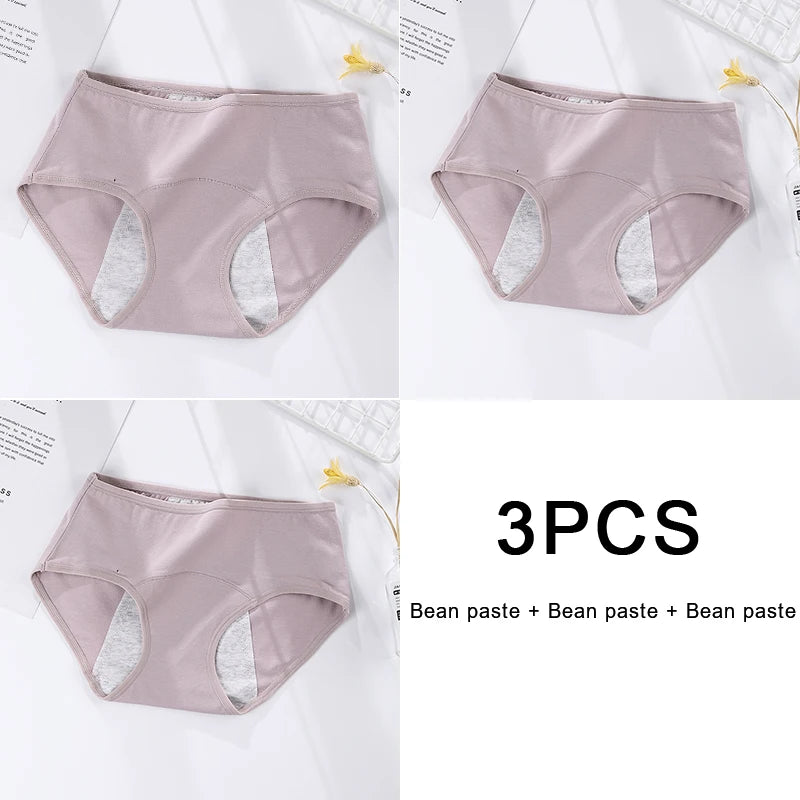 3PCS/set Women's menstrual briefs large flow postpartum water absorption leakproof briefs women's pure cotton menstrual briefs.