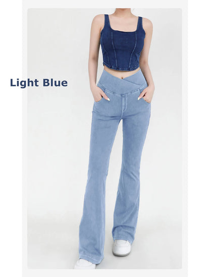 Casual Jeans Womens Activewear Women Bell Bottom Pants High Waist Yoga Flare Leggings 4 Way Stretch Denim Fitness Workout Sports.