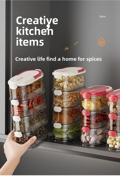 Portable Storage Box Onion Ginger and Garlic Seasoning Jar Can Be Stacked Sealed Storage Jar Packaging Fresh-keeping Box.