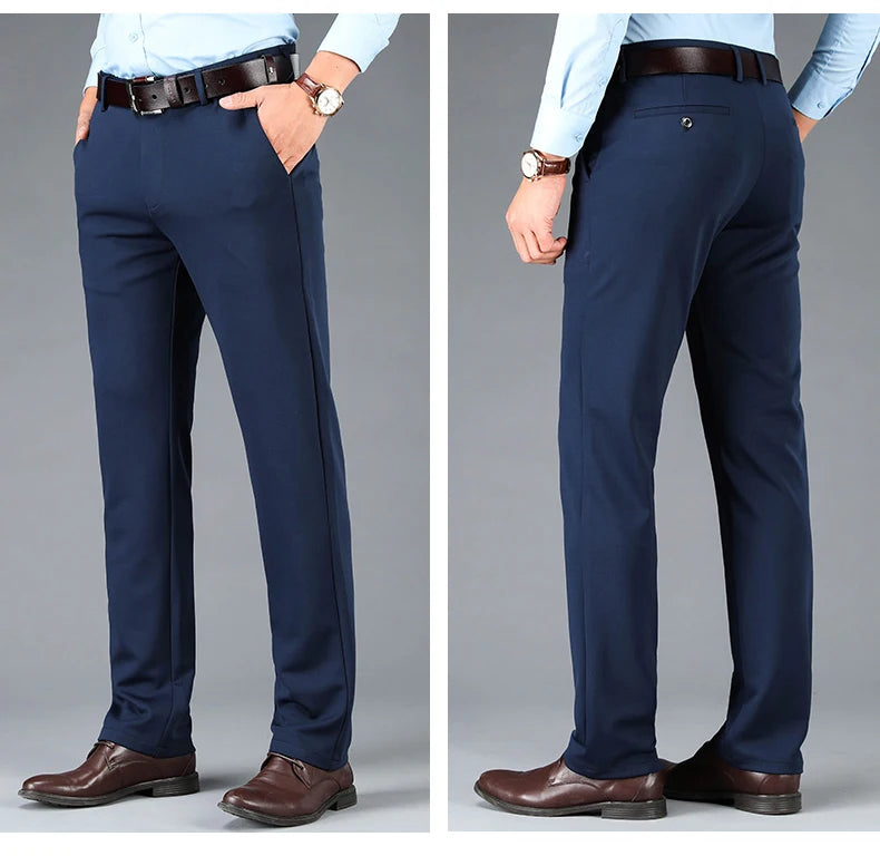 Men's Business Casual Pants Spring Summer Elastic Trousers Office Suit Pants Quick Dry Formal Pants Breathable Comfortable.