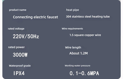 Electric Kitchen Sink Water Heater Tap Instant Hot Stainless Steel Water Faucet Heater Cold Heating Kitchen  Accessories