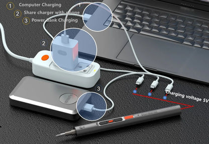 CreationSpace 3,6 V Mini-Elektroschrauber, wiederaufladbarer Schraubendreher-Set mit LED-Licht, 3 Drehmomenteinstellungen, CS0702A, CS701A