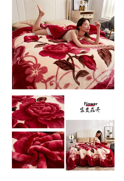 Flannel Blanket Double-deck Washable Quilt Siesta Keep Warm Double Person Thick Winter Soft Comfortable Plush Bed Sheet