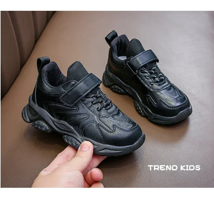 Children White Running Shoes Kids Fashion Sneakers PU Soft Breatheable Comfortable Boys Girls School Sports Shoes Size 26-37.