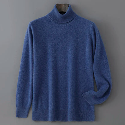 2025 Autumn/Winter High Collar Men's 100% Pure Wool Stylish Youth Loose Knitted Outerwear Flip Collar Casual Base Men's Sweaters