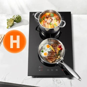KICHPOWER 30cm 2 plates 1-99 Min Timer Touch Control 3300W Induction Hob.