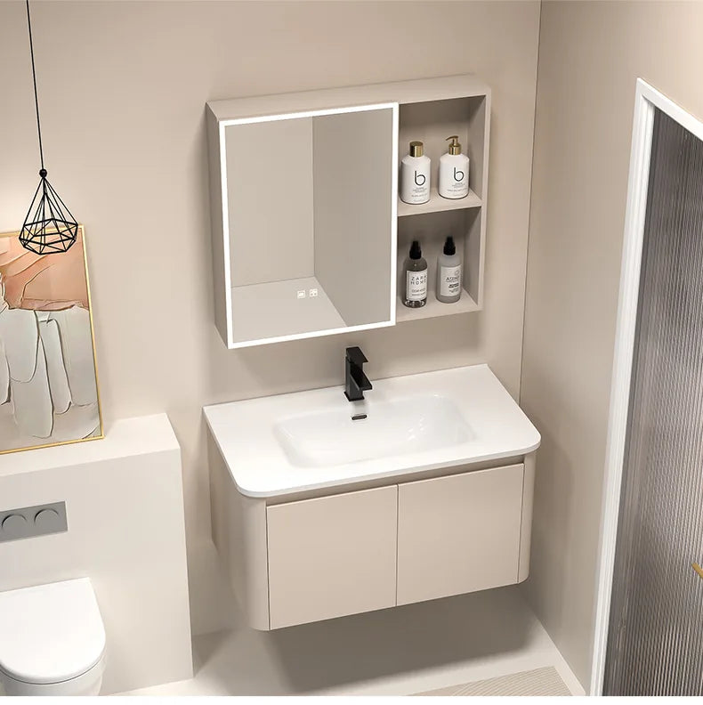 Moderner intelligenter Badezimmerschrank, Wabenstruktur, Aluminium, WC, Waschbecken, Schrank, Kombination, integriertes Keramikwaschbecken, Waschtisch