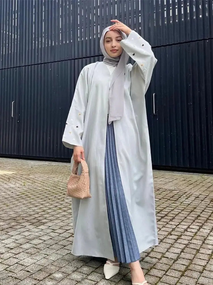 Ramadan Eid Kebaya Abayas For Women Open Heart Modest Kimono Abaya Damen Dubai Turkey Islam Muslim Dress Kaftan Kebaya Caftan.