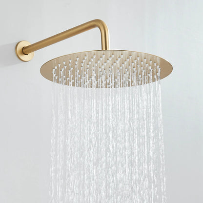 Brushed Gold Shower Faucets Set Rainfall Shower System Concealed Hot Cold Water Mixer Tap Bathroom Round Shower Faucet