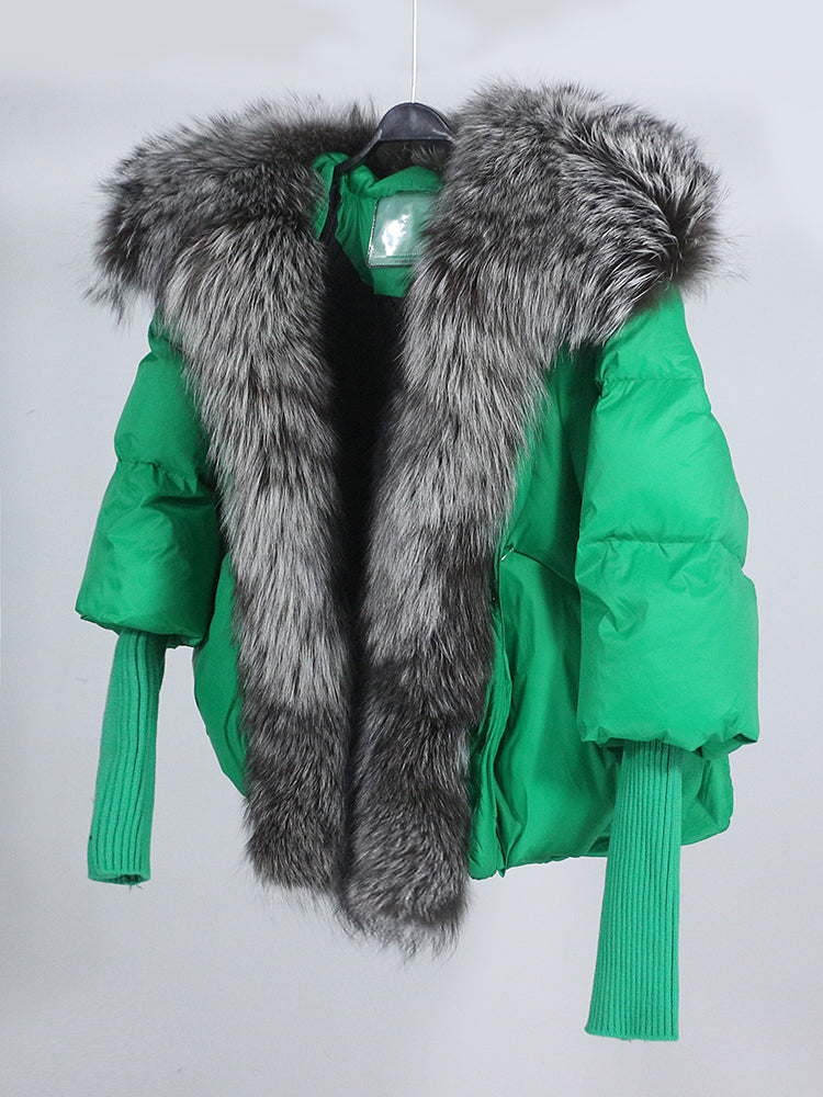 Lose Natürliche Echt Fox Pelz Kragen Mantel Dicke Neue Europäische Mode Weiße Ente Unten Jacke Winter Frauen Warme Luxus Oberbekleidung