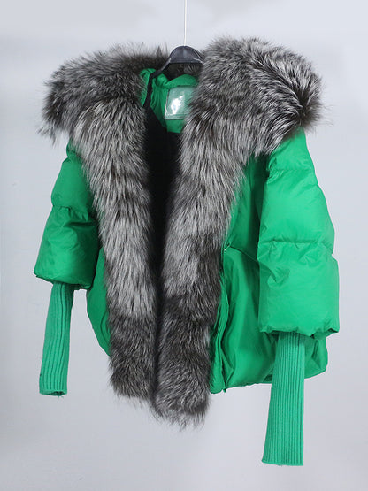 Lose Natürliche Echt Fox Pelz Kragen Mantel Dicke Neue Europäische Mode Weiße Ente Unten Jacke Winter Frauen Warme Luxus Oberbekleidung