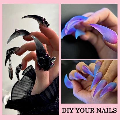 New Eagle Claw Nail-Forms 140pcs Crystal Extension Tips For Quick Gel Nails Paperless Nail Art Kit With Claw Shaped Design Salon.