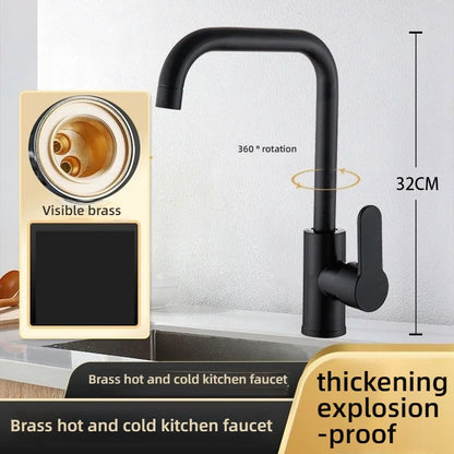 Kitchen Hot and Cold Water Faucets Household Kitchen Sink Splash Proof Sink Tap Deck Mounted Sprayer Taps