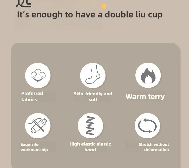 5 pairs of men's mid-calf thick winter fleece-lined thermal terry socks, blended cashmere solid color towel socks.