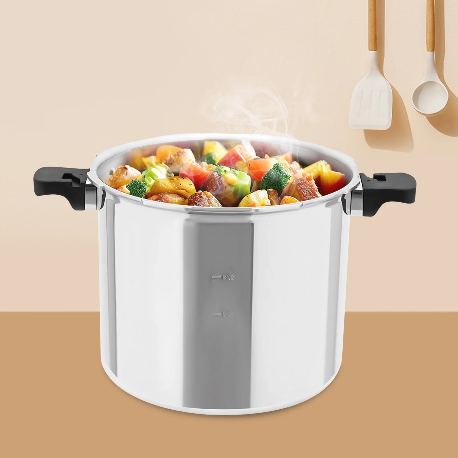 22L Large Capacity Pressure Canned Pot With Pressure Gauge Release Valve, Silver New Model.