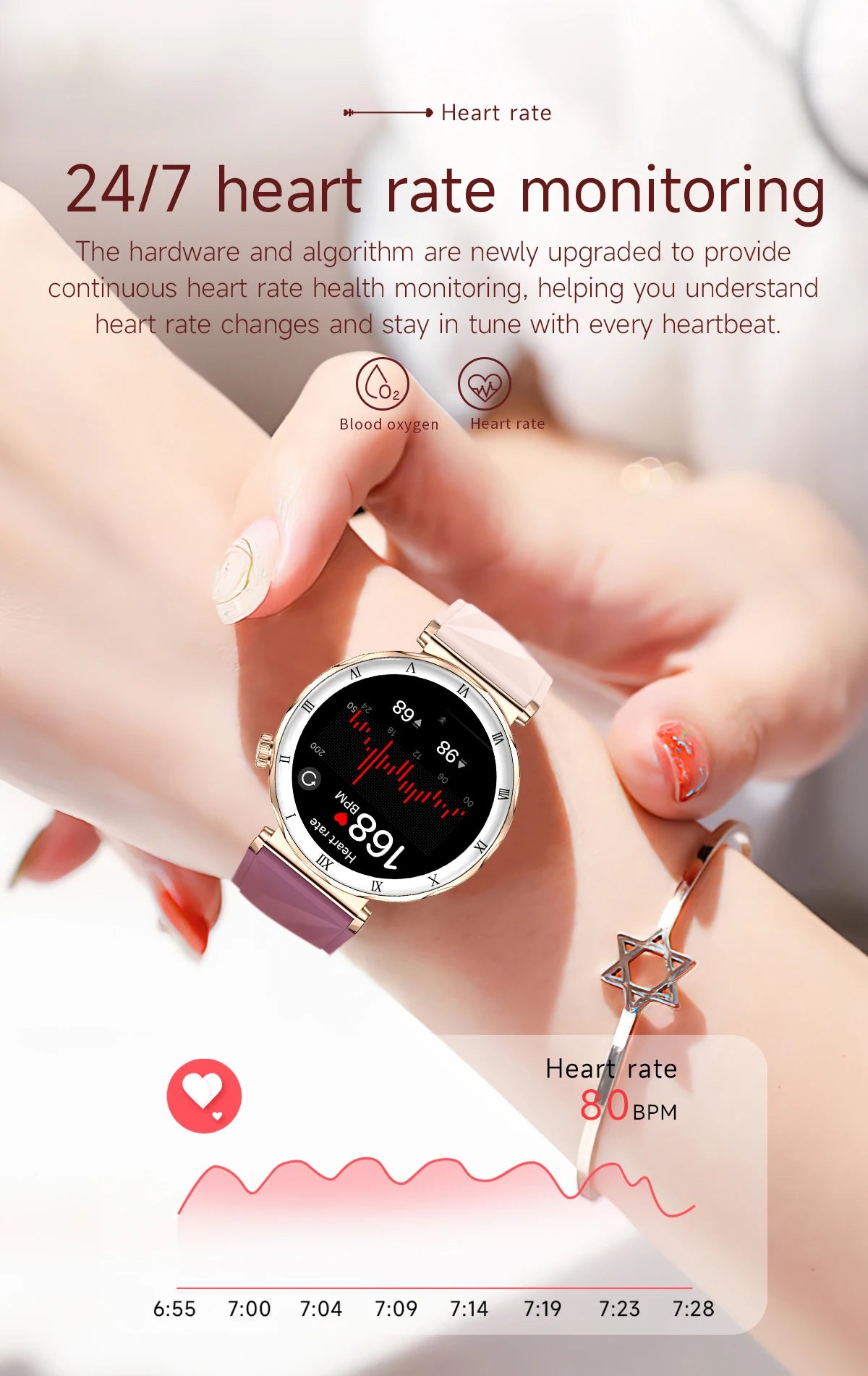 LIGE Luxury 1.19” AMOLED Screen Smart Watch Women Health Monitor Women's Wristwatch Bluetooth Call Waterproof Ladies Smartwatch.