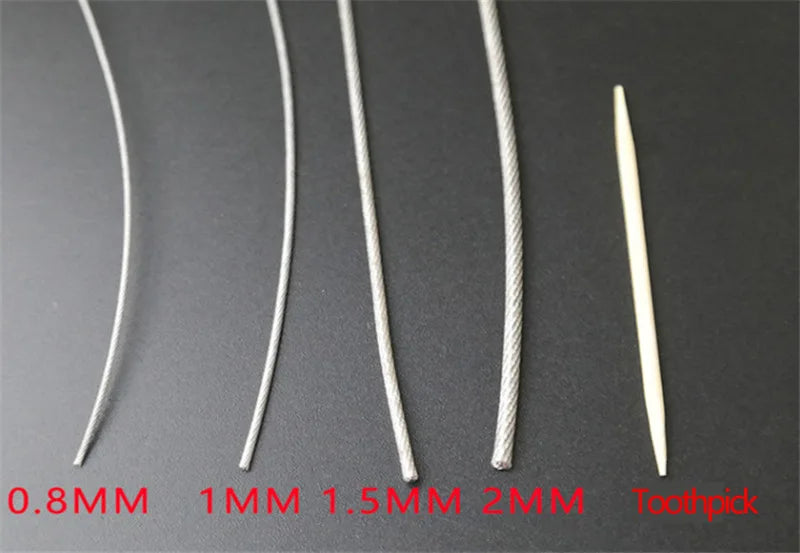 Diameter 0.8mm-8mm Length 2-100m Clothesline,PVC Transparent Plastic Coated No Burr 304 Stainless Steel Wire Rope Cable.
