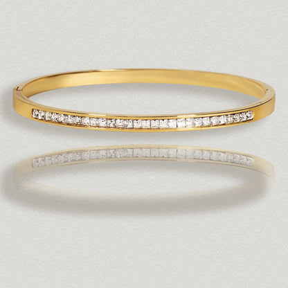 Titanium Steel Gold Silver Color Bangles for Women Girls Trend Waterproof Jewelry Luxury Sparkling Zircon Bracelet Bangle.