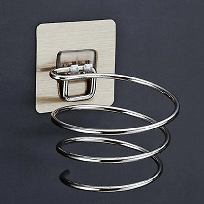 Haartrockner-Halter, Gebläse-Organizer, selbstklebend, zur Wandmontage, nagelfrei, ohne Bohren, Edelstahl-Spiralständer, Aufbewahrung für Badezimmer