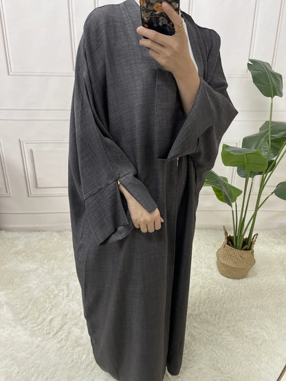 Split Sleeve Open Abaya Kimono Comfort Minimalist Muslim Outfit Islamic Clothing Modest Fashion Without Slip Dress.