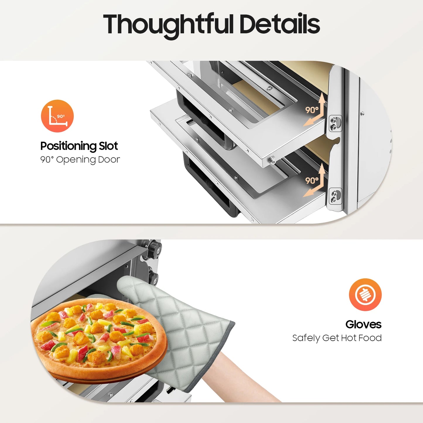 Pizzaofen, 2 Etagen, Pizzaofen, elektrischer Pizzaofen auf der Arbeitsplatte, 3000 W, 220 V, einstellbare Temperatur, Timing-Funktion