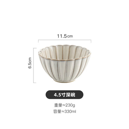 Nordic Household White Bowls Dinner Plates Ceramic White Glaze Tableware Set Western Steak Dish Salad Bowl Vegetable Fish Plate