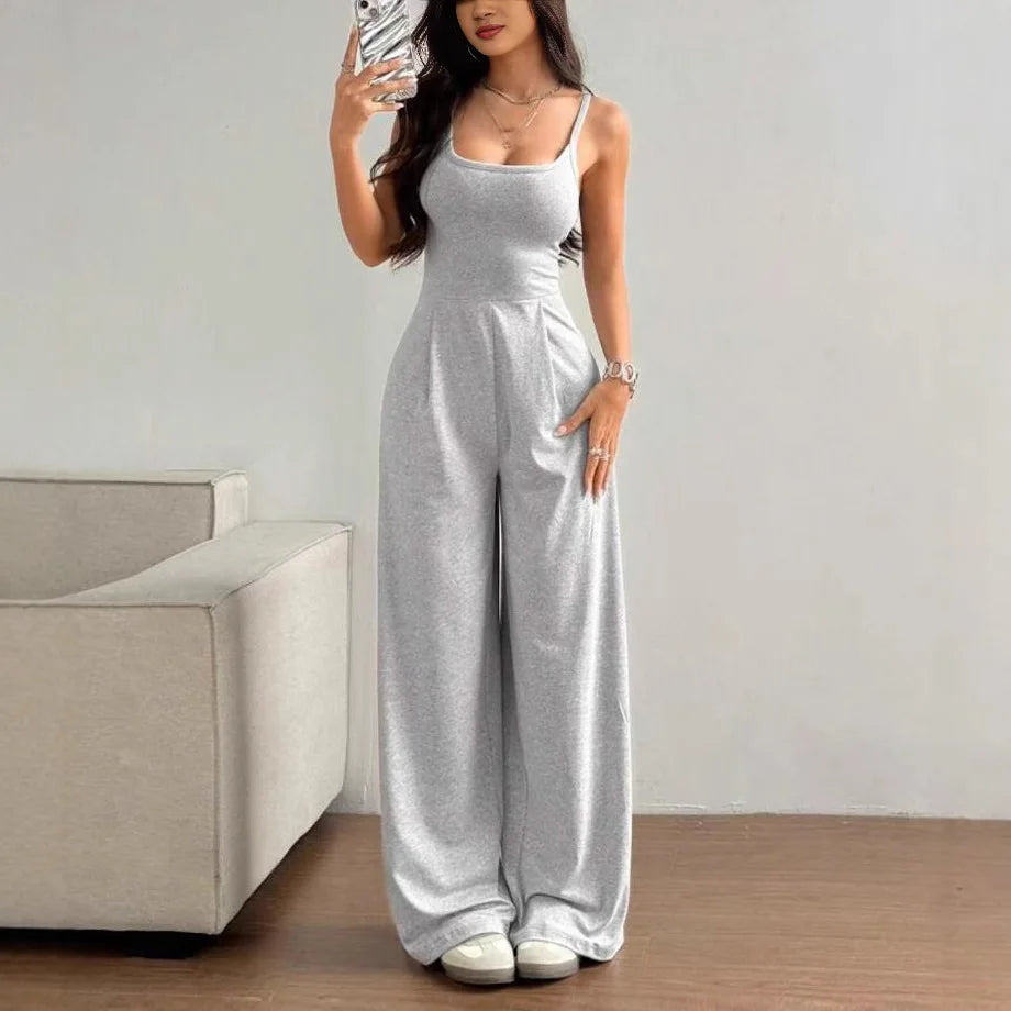 Women Sexy Jumpsuits Backless Suspenders Rompers One Piece Overalls Sleeveless Wide Leg Pants Solid Streetwear Summer.