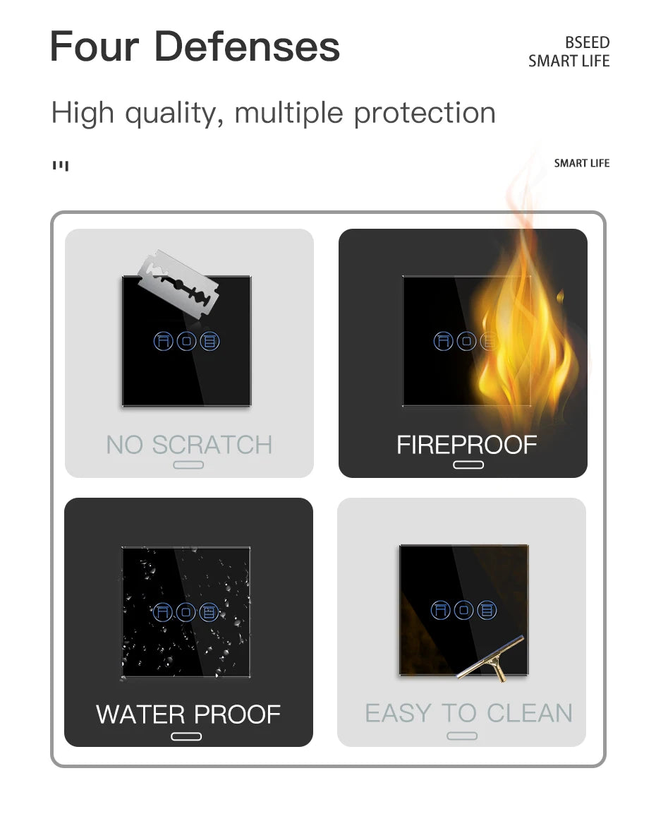 BSEED Wifi Shutter Schalter APP Control Led Smart Blind Serie Weiß Glas Panel Unterstützung Tuya Google Smart Leben Rollladen.