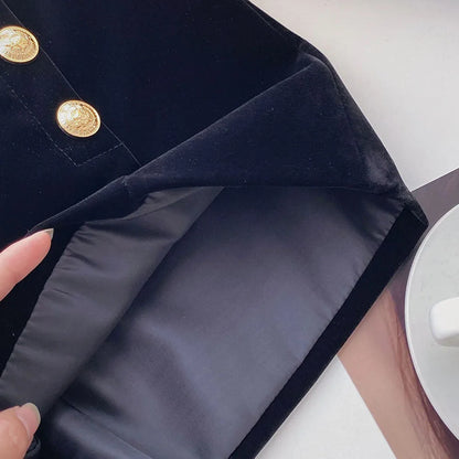 Autumn Winter High Waist Velvet Wide Leg Shorts Women Chic Double Breasted Short Pants Fashion Sexy Bottoms Casual Ropa Mujer.