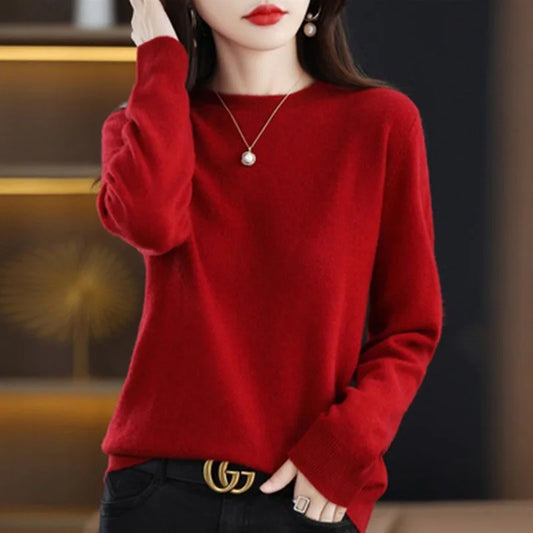 Frauen Pullover Oansatz Herbst Winter Grundlegende Pullover Warme Casual Pulls Jumper Koreanische Lange ärmeln Solide Strickwaren Bodenbildung Shirt